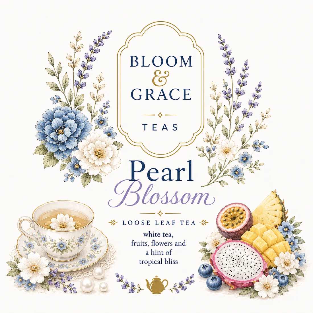 Pearl Blossom tea label
