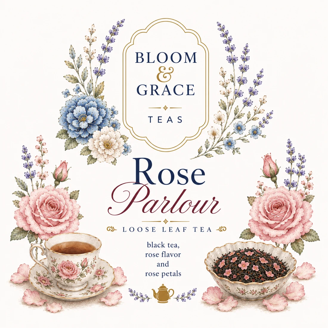 Rose Parlour tea label